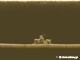 Sonar imaging of the wreck. Note the missing bow and stern as well as the collapsed structure just aft of her accommodation.